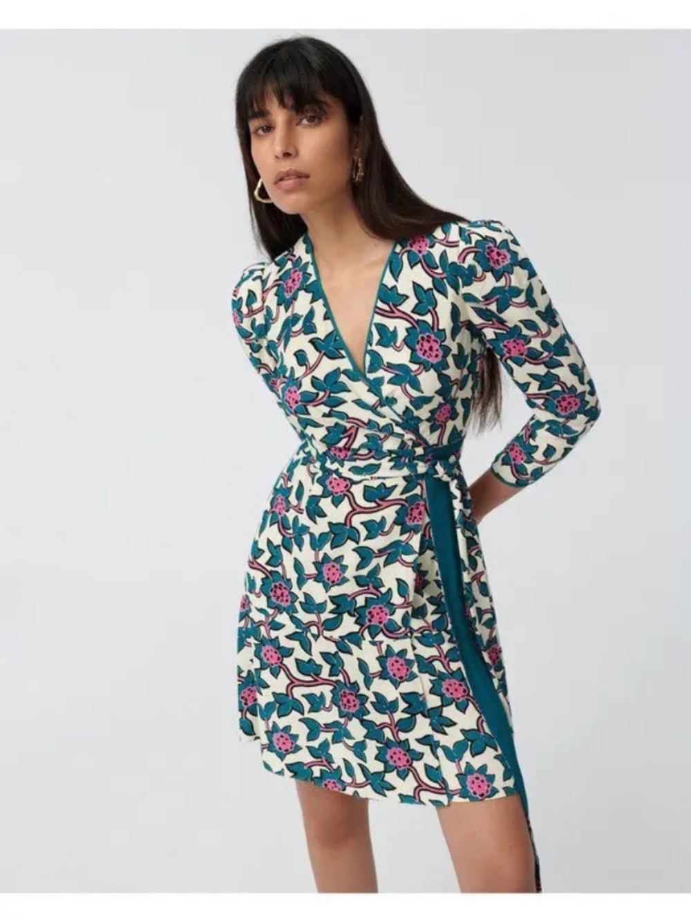 Diane Von Furstenberg Floral Wrap Mini Dress - Size 8